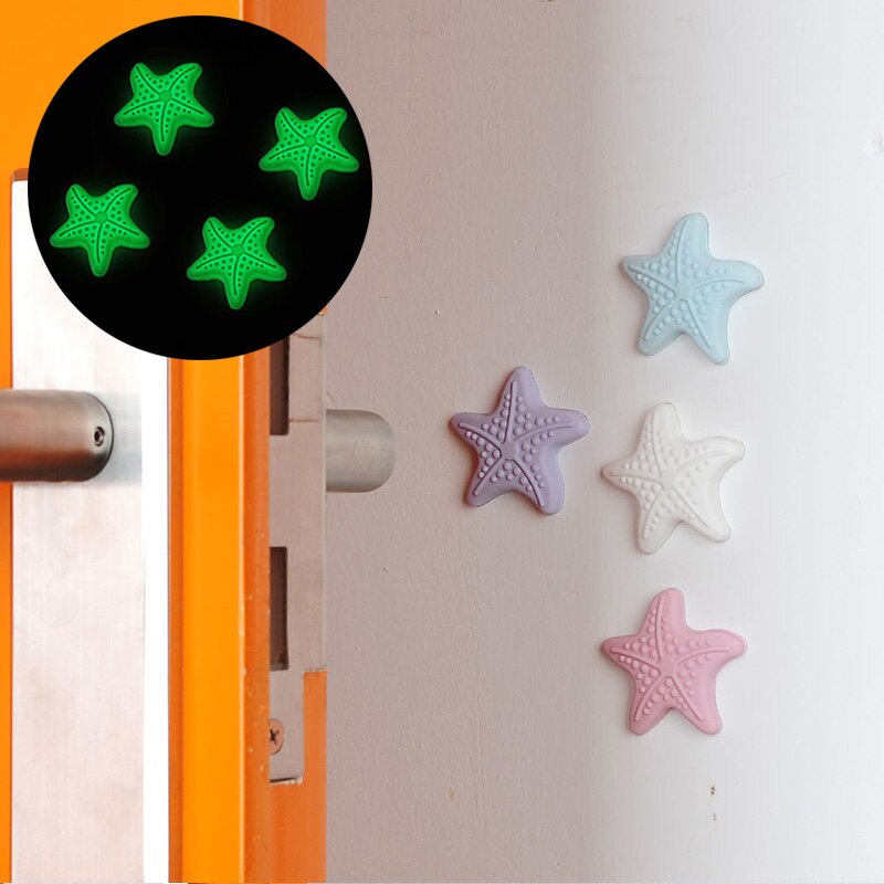 1Pcs Silicone Zelfklevende Deur Muursticker Zeester Modellering Muur Mute Verdikking Shock Pad Handvat Deurslot Beschermende mat