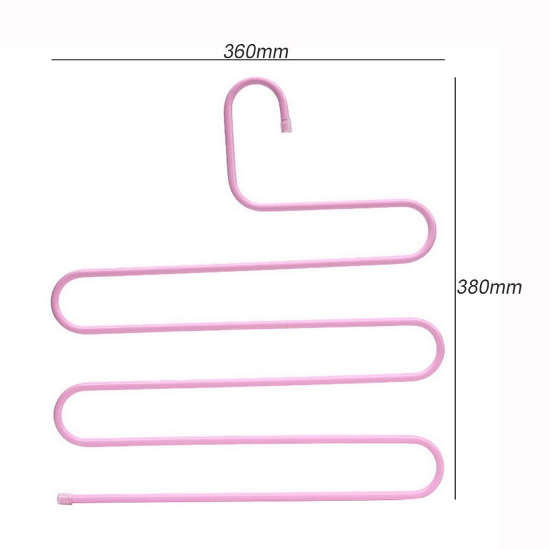 5 couches en acier inoxydable cintres S forme pantalon cintres de rangement vêtements support de rangement multicouche stockage tissu cintre 1PC: 38x36cm pink