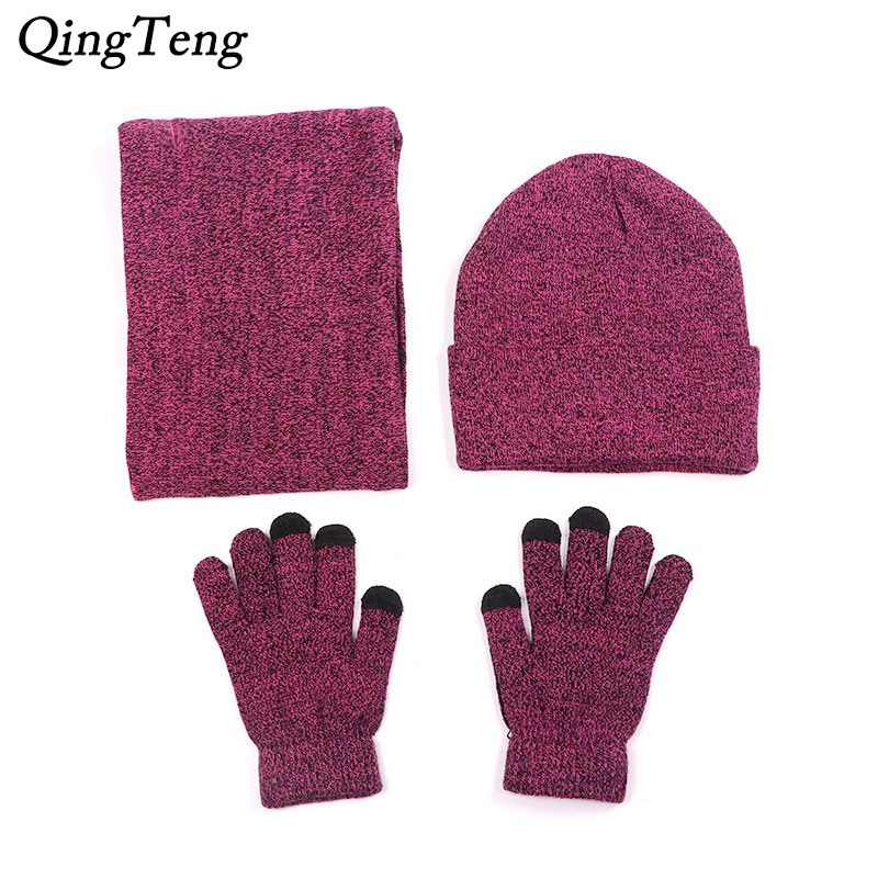 Tørklæde hue handsker til kvinder mænd vinter huer kasketter touch screen handske strik dame hatte hals varm hagesmæk balaclava maske gorras bonne