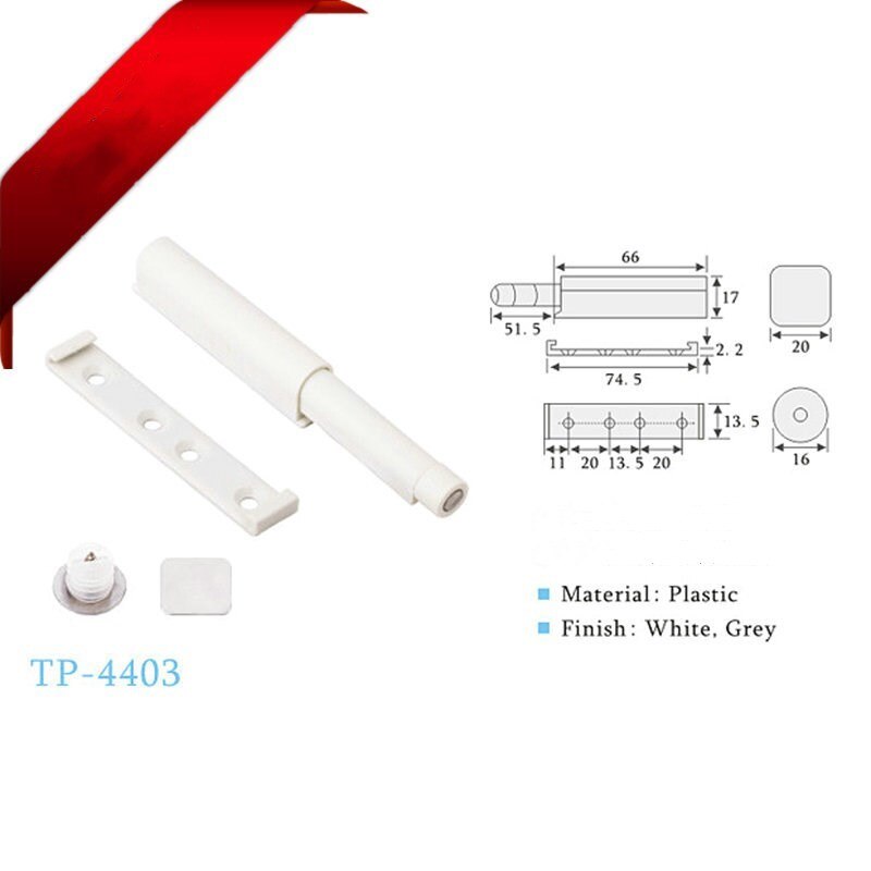 Strong magnetic rebound cabinet door spring damper hidden self spring device closet door accessories: White