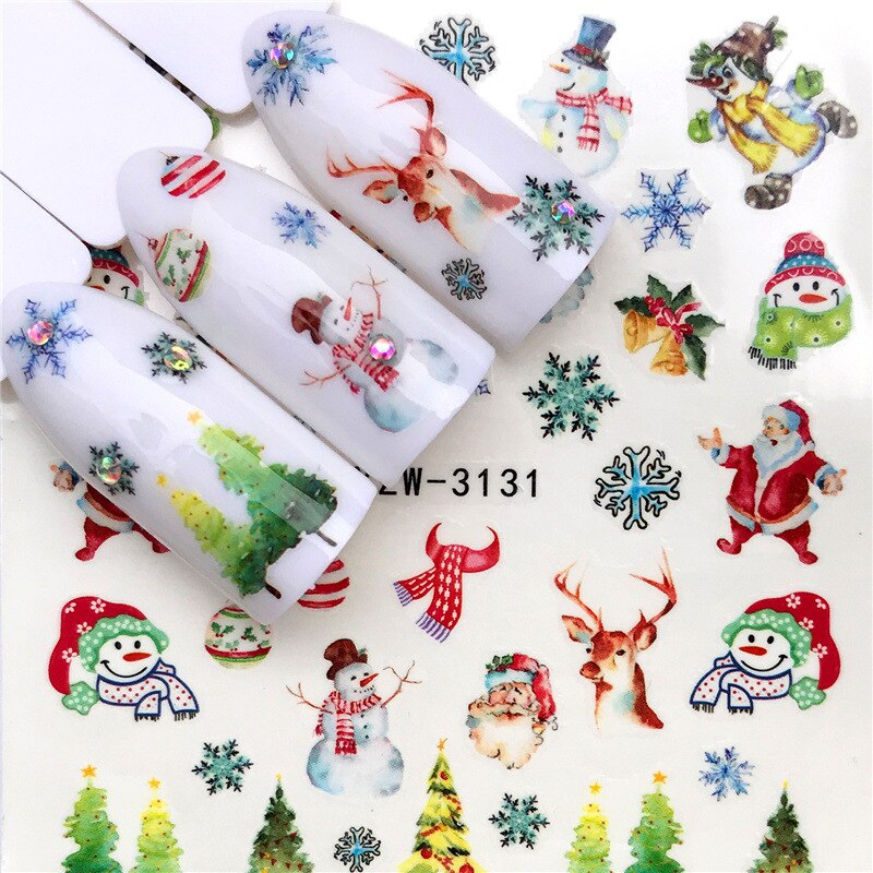 1 Vel Water Transfer Nail Sticker Sneeuwvlok Kerstboom Nail Art Decoratie Decals Manicure Gereedschap Voor Vrouwen: YZW3131