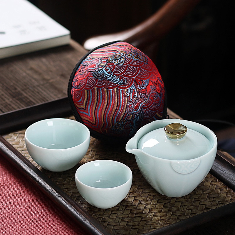 japanese ceramic tea cup Travel Include 1 Pot 2 Cup, gaiwan,Beautiful easy teapot kettle,kung fu teaset