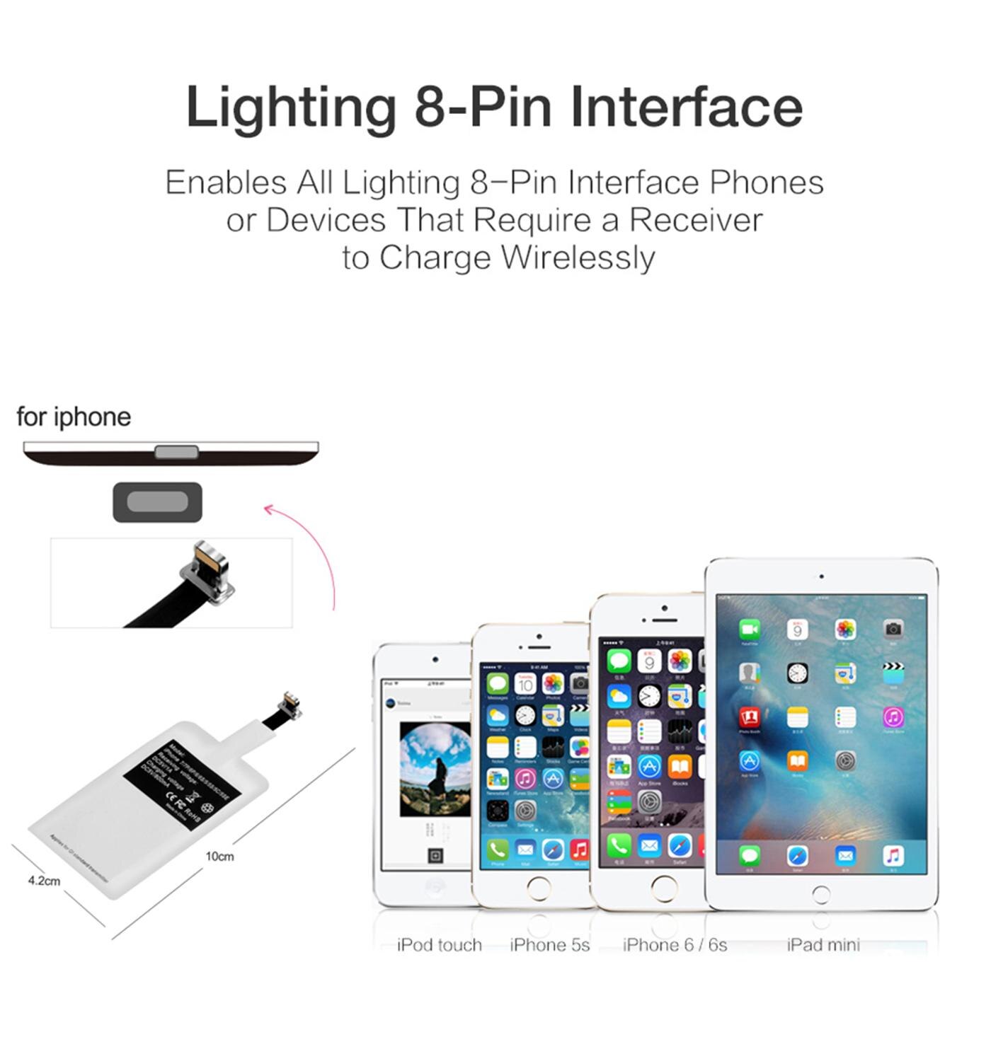 Kit de carga inalámbrica Qi para iPhone 5 S 6S 6 7Plus, adaptador de cargador, Receptor, almohadilla, bobina tipo C, Micro USB