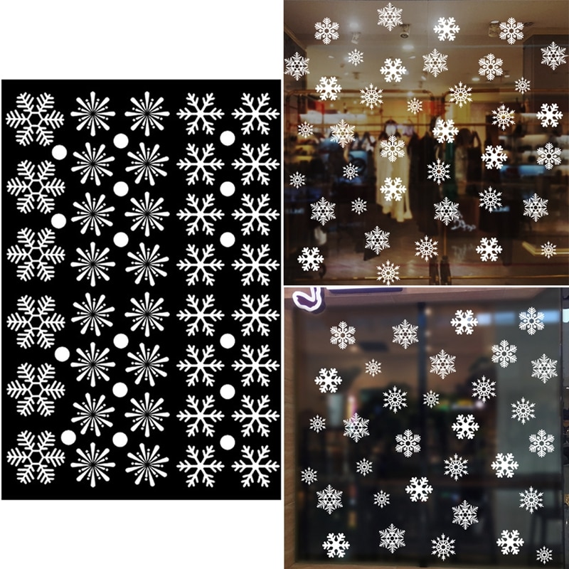 1 pcs Christmas Snowflake Window Sticker Winter Wall Stickers Kids Room Christmas Decorations for Home Year Supplies A: Default Title