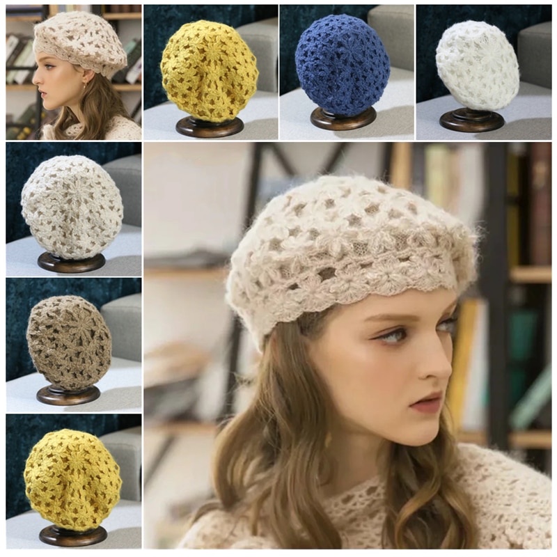 Vrouwen winter mutsen dames baret met bloem gehaakte muts katoenen mutsen tekenhoed rusland bekken hoed hoofddeksels mutsen op vrouwen hoed