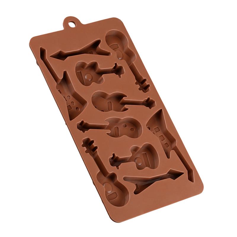 10-Holte Base Gitaar Siliconen Cake Brood Chocolade Fondant Jelly Candy Bakvorm Craft Mold (Koffie)