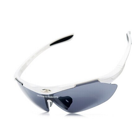 Fiskeri briller solbriller brand cykel cykling mountain mtb solbriller briller 5 linser + integrere nærsynethed mænd kvinder: Hvid ramme 5 linser