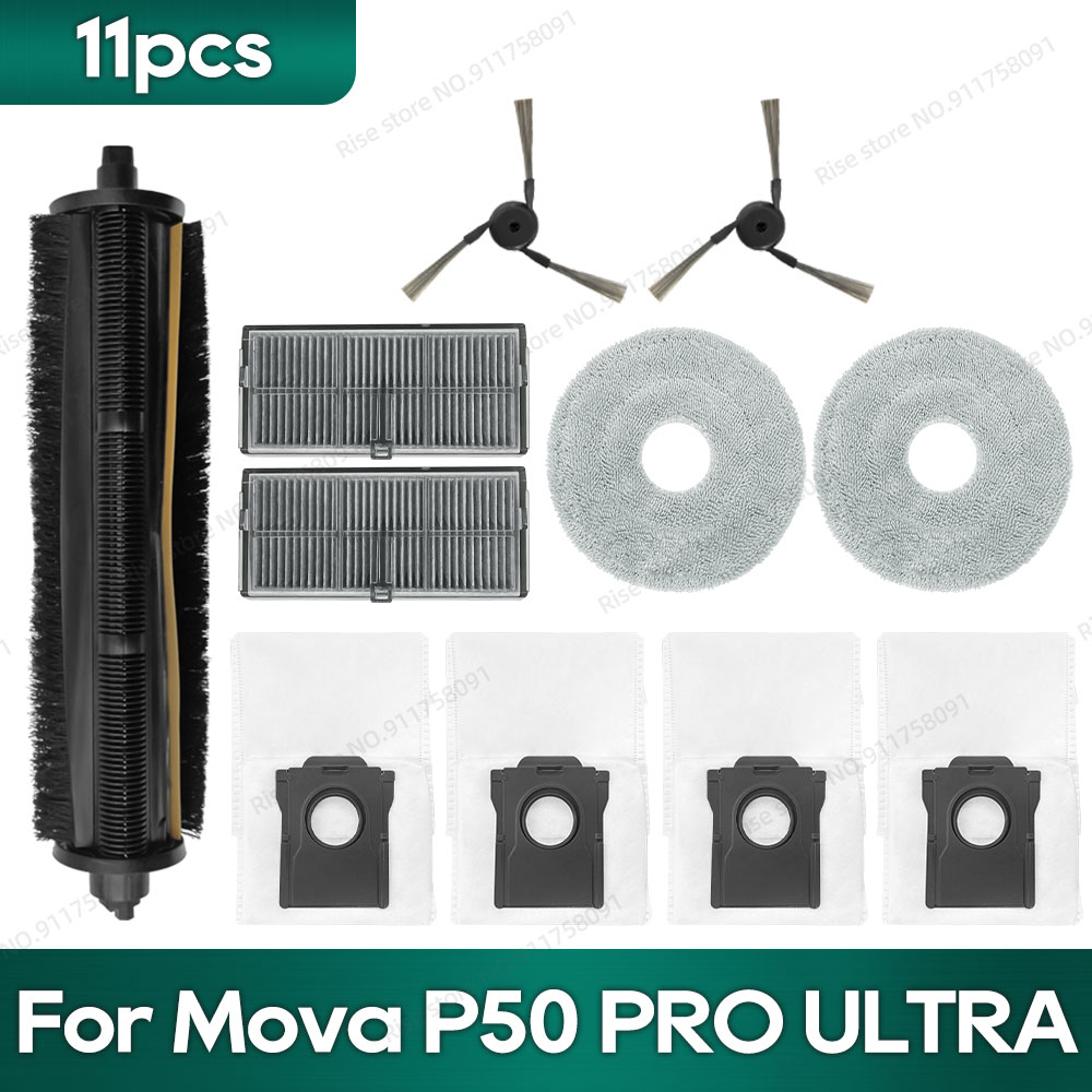 Compatibile con Mova P50 pro ultra, Mova P10 pro ultra, MOVA P10 ultra Accessori Tricut spazzola Filtro Hepa Mocio Sacchetto per la polvere in tessuto: Grigio chiaro