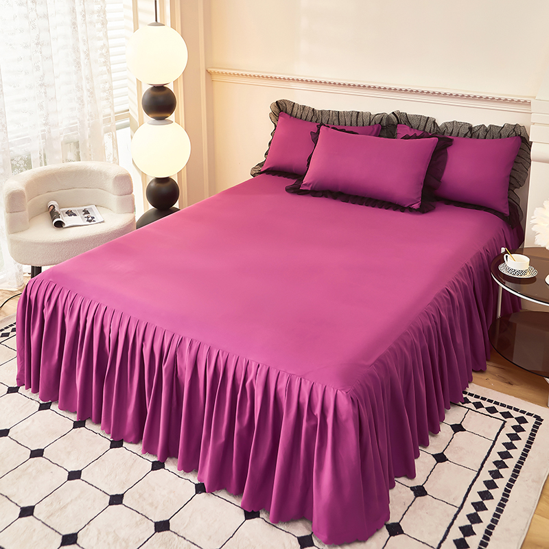 Solid Color Bed Skirt Lace Ruffled Bed Skirt 1pcs Cover Bedroom Beds Cover Bed Skirt Non-slip Mattress Cover Bedsheet Bedspread