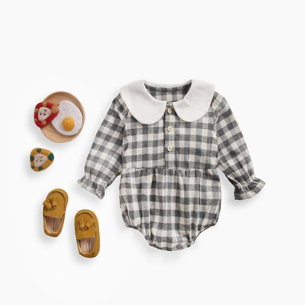 Été bébé barboteuse coton manches courtes Triangle barboteuse pour bébé garçon et fille noir/gris et blanc Plaid été bébé vêtements: Gris / 6M