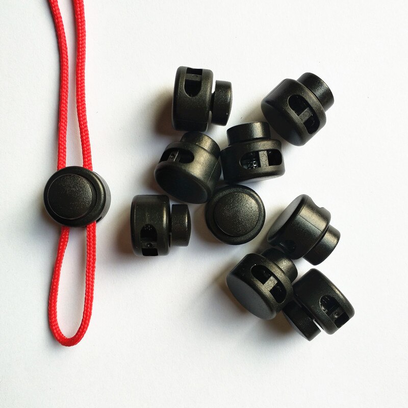 10pcs Pack Black Cord Lock Clamp 2 Hole Toggle Clip Stopper Paracord Shoelace Backpack Bag Parts Accessories 11x17mm