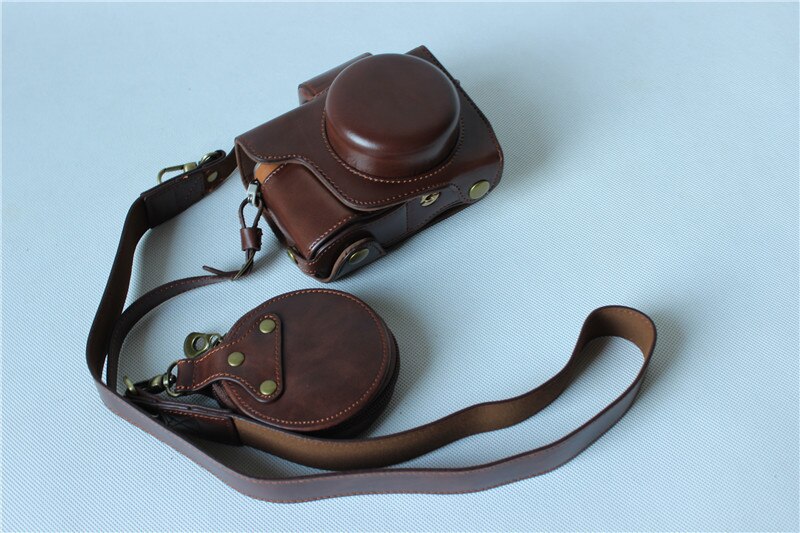 Luxury Pu Leather Video Camera Case For Olympus EPL7 EPL8 E-PL8 14-42mm Camera Bag Open Battery _+ strap + Mini Pouch: Coffee