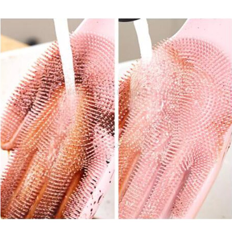 Esponja de silicona mágica para lavar platos, goma para fregar platos, guantes de lavado, limpieza de cocina para el hogar, 1 par
