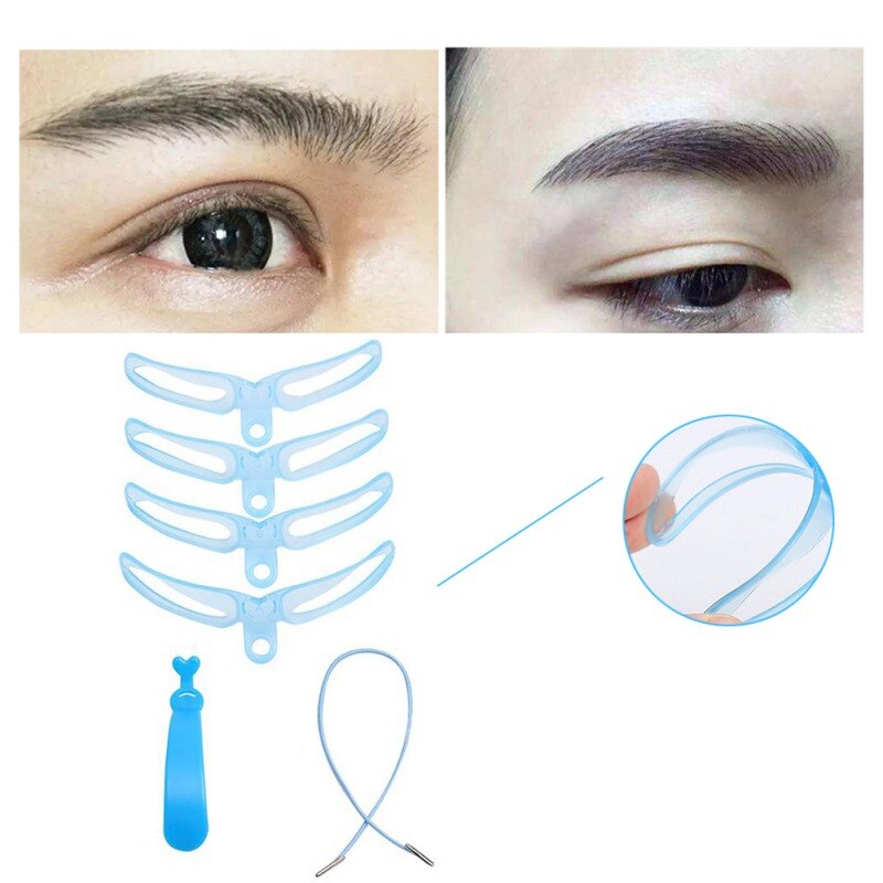 Plantilla de modelado de cejas reutilizable 4 en 1, Kit de plantillas de ceja de ayudante, herramientas de estilismo de maquillaje de definición de ceja de tarjeta de aseo para hombres