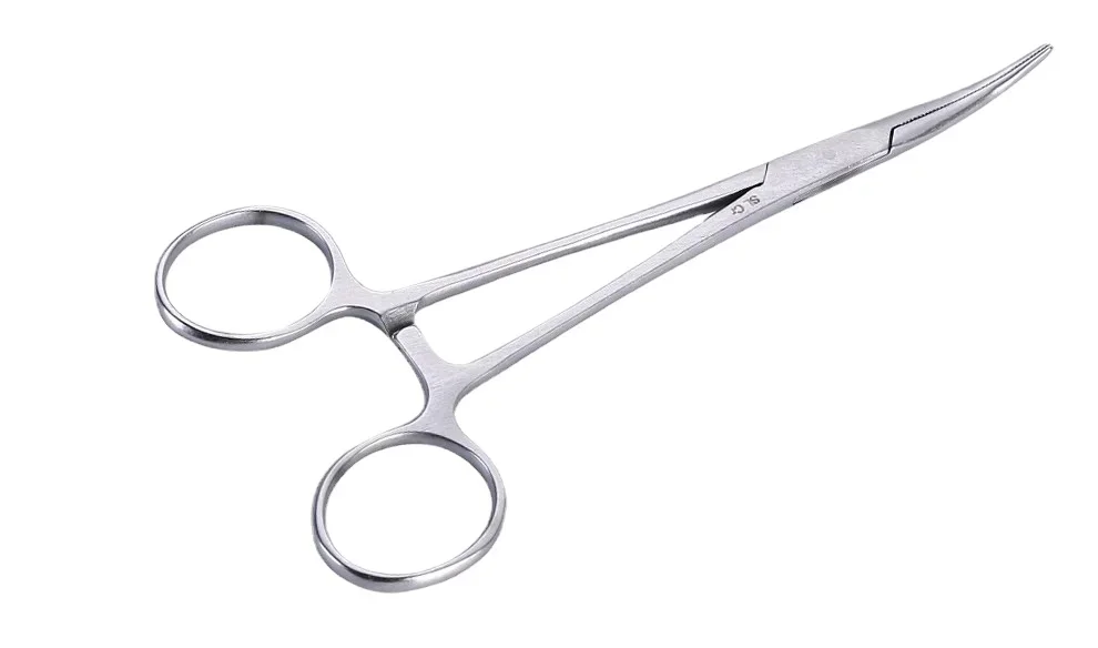 Roestvrij staal gebogen punt en rechte punt pincet Vergrendelingsklemmen Hemostatische arteriële pincet Klem Vishaaktang: Golden