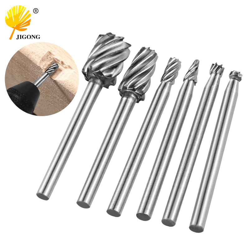 Cortador de Lima rotativa HSS Dremel, fresado de rebabas rotativas, cabezal de molienda, cuchillo para tallar madera, herramientas de corte, accesorios de grabado, 6 uds.