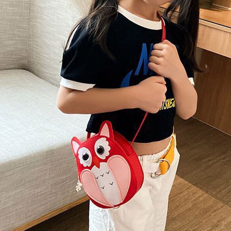 Kids Girl Cartoon Owl Shoulder Crossbody Bag PU Leather Satchel Small Tote Coin Purse