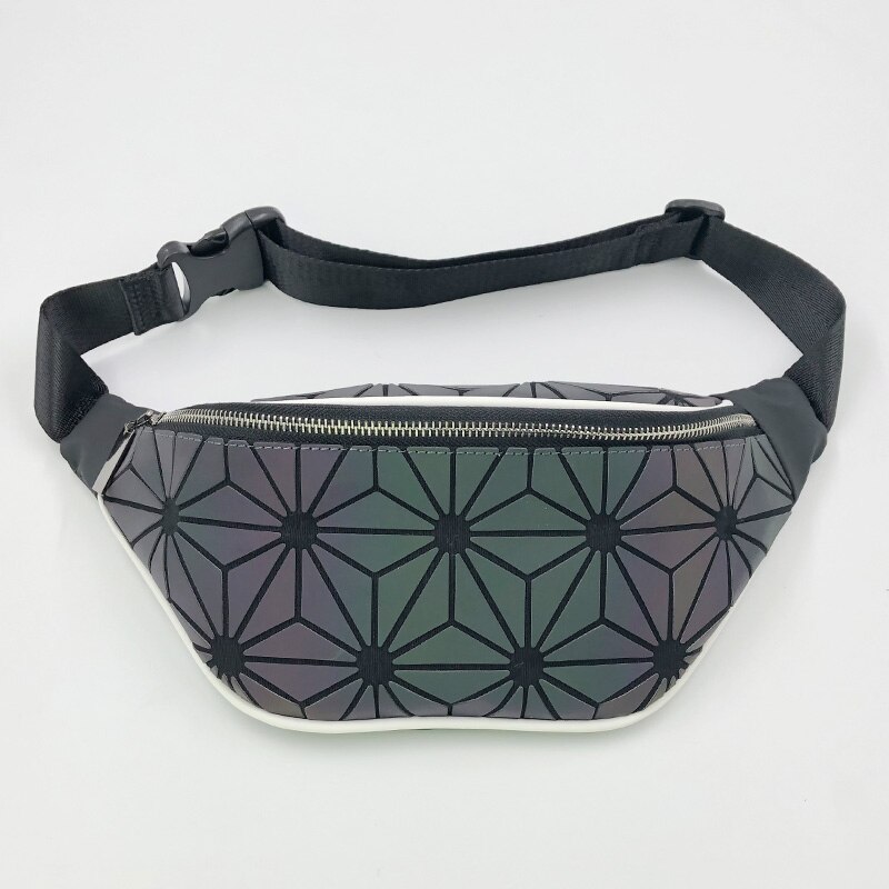 Dame midjeveske fanny pack luksusmerke geometrisk lysende belteveske holografisk reise menn brystvesker håndveske midjepakke
