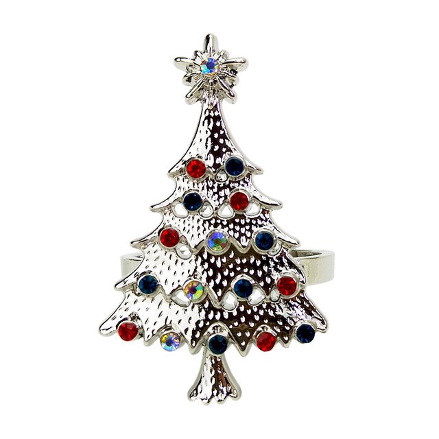 Juletræ servietringe metal guld serviet spænde serviet ring hotel restaurant bryllupsfest vest middagsbord decro: Sølv