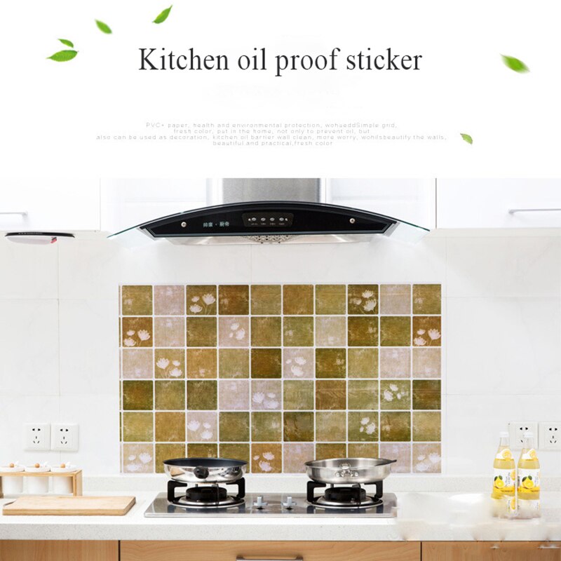 60 x 100cm thuis aluminiumfolie zelfklevend anti-olie behang voor keuken hoge temperatuurbestendige lijm decor 4 kleur%.