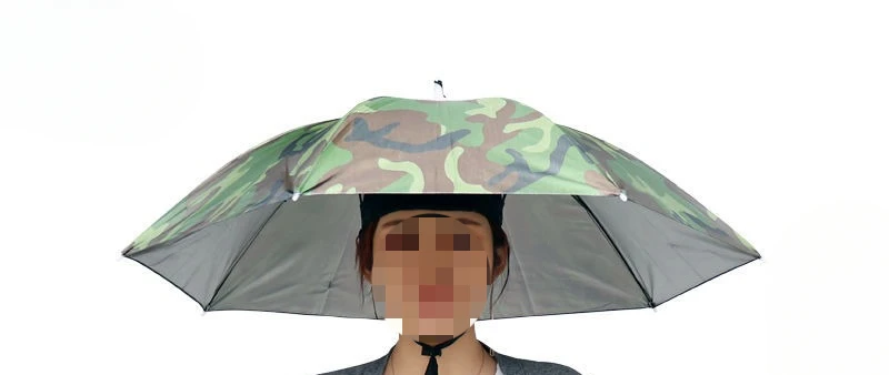 1pc cabeça ao ar livre guarda-chuva de pesca diâmetro 77cm portátil mãos livres ambiente proteger chuva abrigo pára-sol camuflagem verão: Verde exército