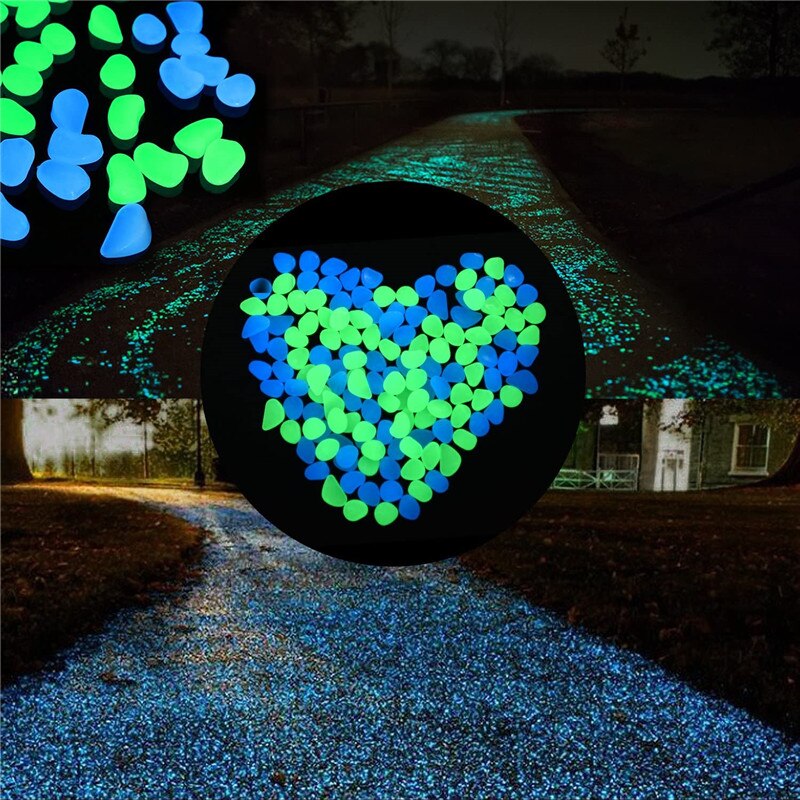 DIY Luminous Stones Glow in The Dark Garden Pebbles Rocks for Home Outdoor Walkways Fish Tank Grave Decoration Lawn Yard Pond