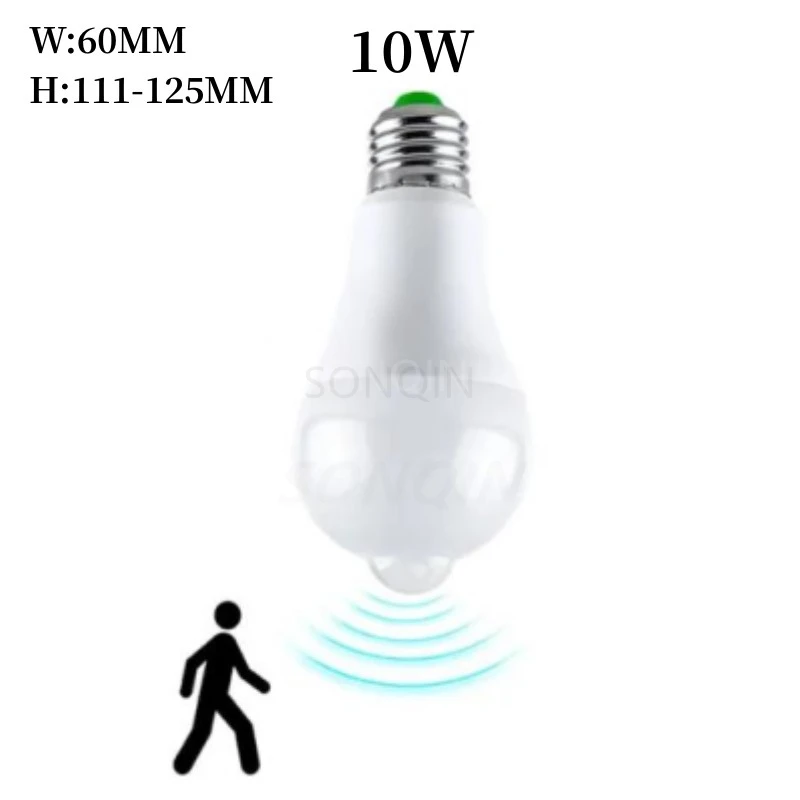 12/15/18/20w e27 led-rörelsesensorlampa led-lampa pir-sensorlampa automatisk på/av nattlampa för parkeringsbelysning i hemmet  ac85v-265v