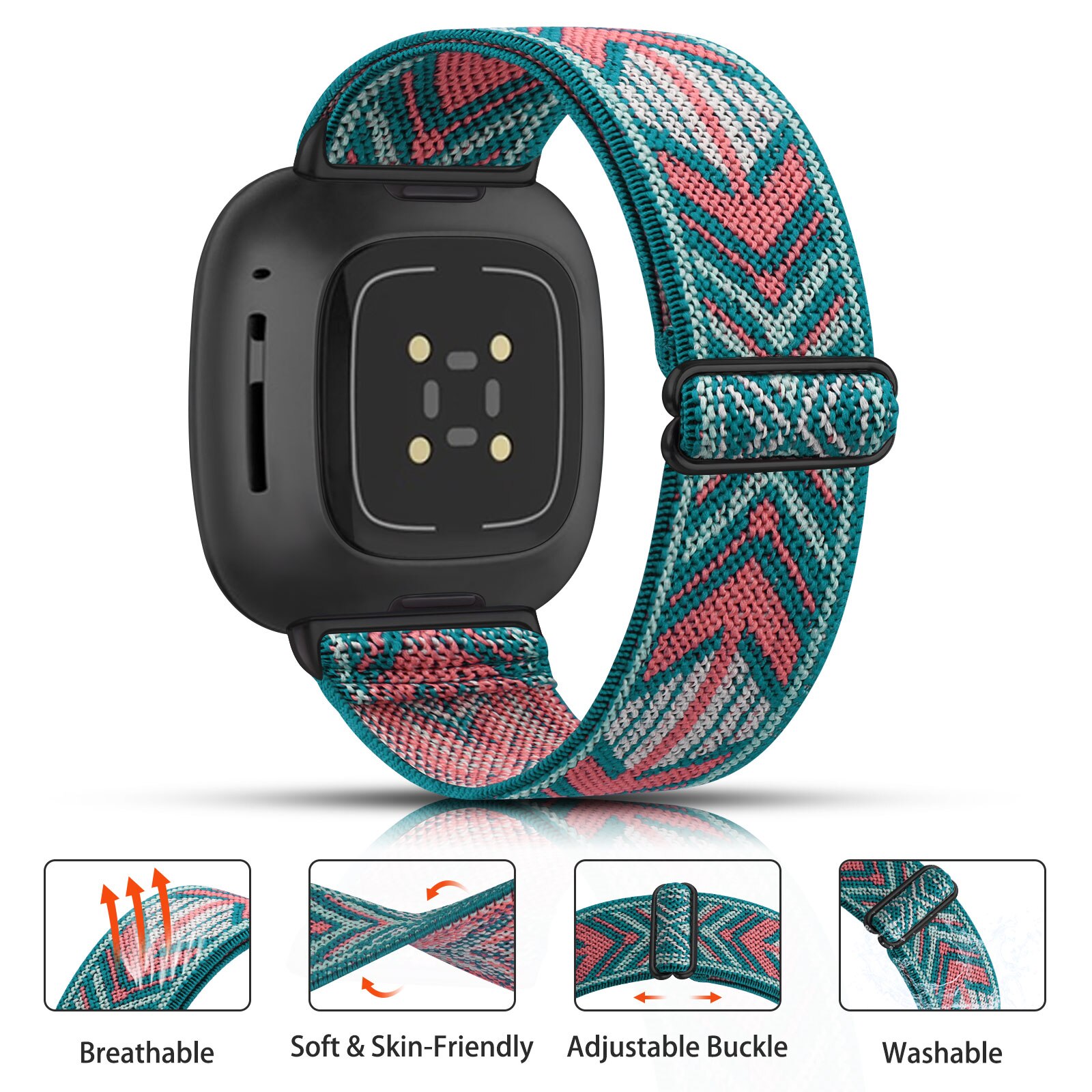 Nylon Elastische Band Voor Fitbit Versa 3 2 Band Verstelbare Ademend Horlogeband Sport Armband Band Voor Fitbit Versa 2 3 band