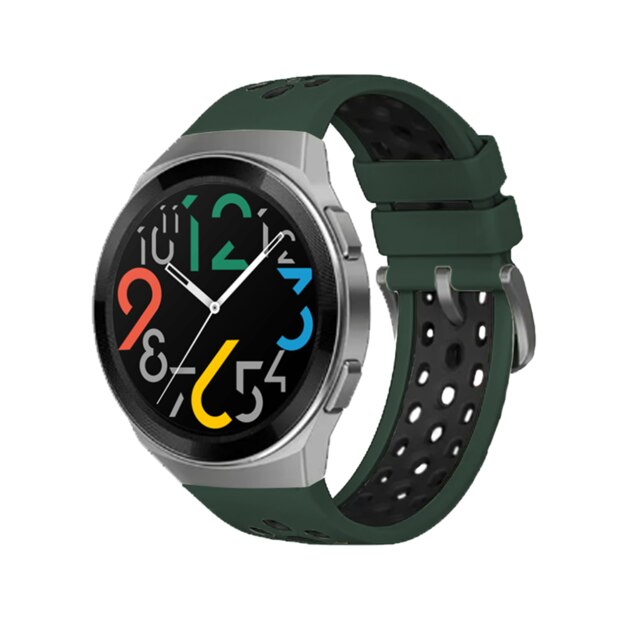 Officiële Twee-Kleur Siliconen Band Voor Huawei Horloge Gt 2e Originele Gewijd Jeugd Edition Horloge Band Voor Horloge Gt 2E Accessoires: ArmyGreen Black