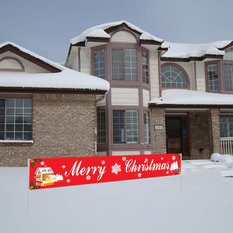 Outdoor Christmas Banner Pull Flag Decorations Celebrate Foldable Hanging Decor Porch Background Signs