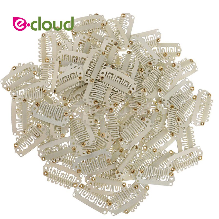 50pcs/Lot 32mm U Shaped Snap Clips For Hair Extensions Clip With Silicone Back Wig Clips For Clip In Weave Wig Accessories