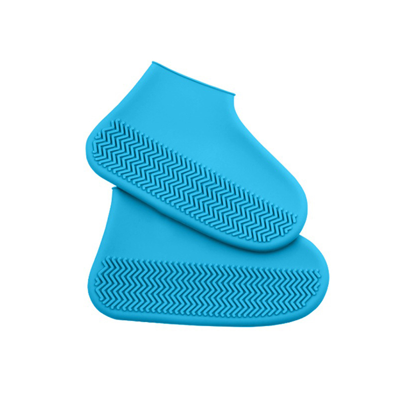 Couvre-chaussures imperméables réutilisables, matériau en Silicone, résistant à l'usure, protège-chaussures, bottes de pluie pour enfants et adultes: Bleu / L