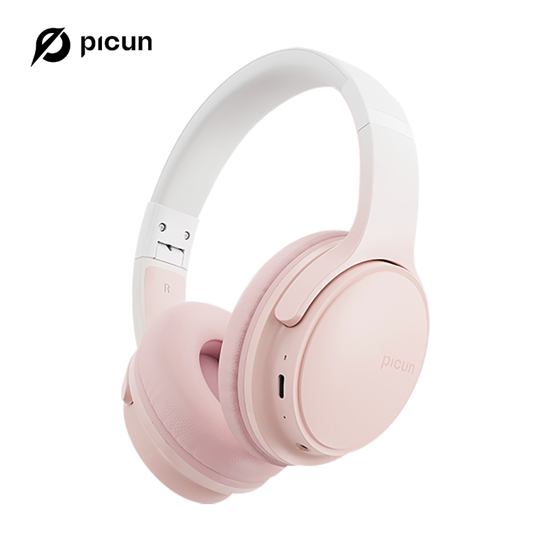 Picun B-06 Bluetooth-Kopfhörer über dem Ohr, 110-Stunden-Spielzeit, kabellose Kopfhörer mit Mikrofon, faltbar, verstellbar, leicht, HiFi: Rosa