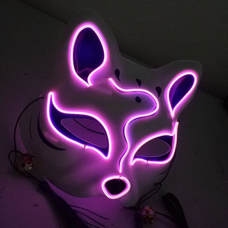 Halloween LED Mask Glow In Dark Animal Masks Maska Cosplay Mascara Horror Ball Masquerades Supplies: purple