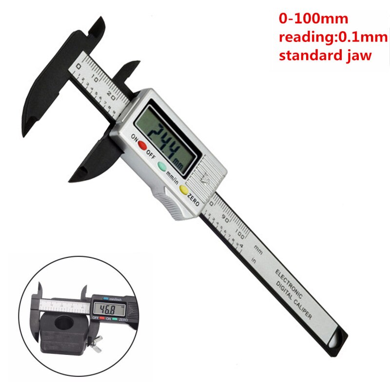 300mm 200 Electronic Digital Caliper LCD Plastic Vernier Caliper Long Jaw Micrometer Inner Outer Diameter Gauge Measuring Tools: 100mm normal