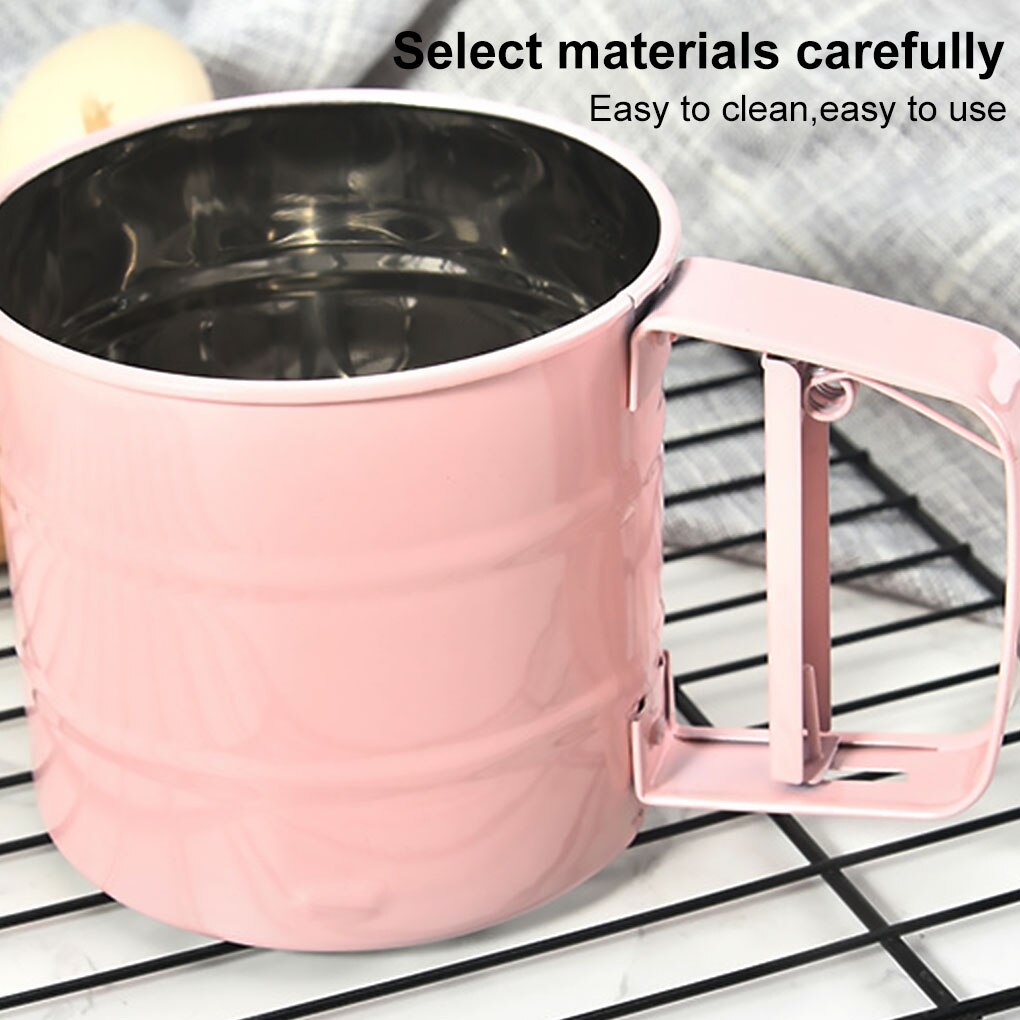 Handheld Meel Zeef Semi Automatische Hand Knijpen Mesh Screen Suiker Zeefje Keuken Bakken Tool