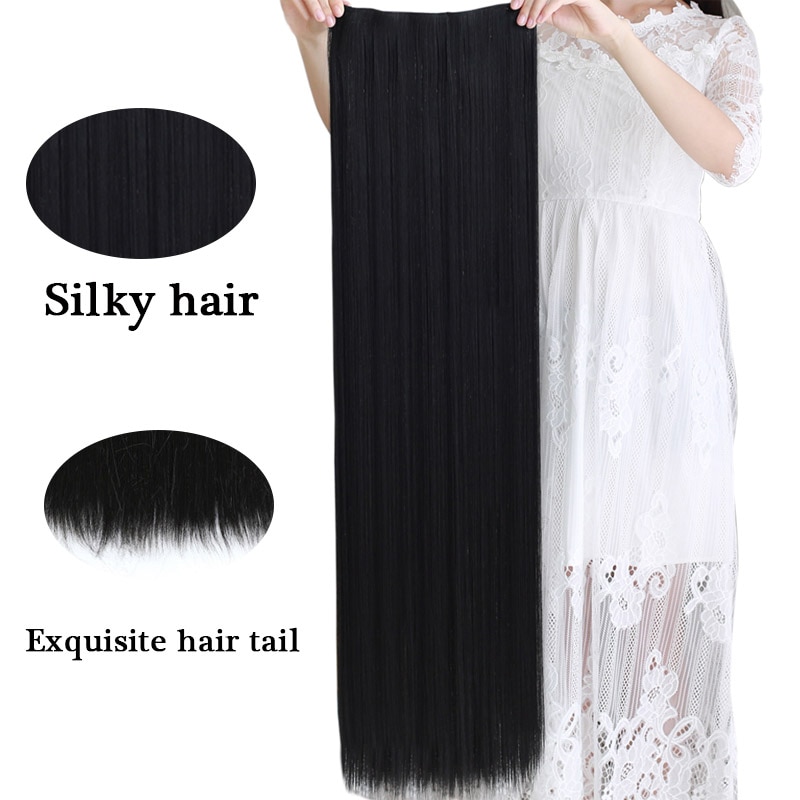 AILIADE-extensiones de cabello de 100cm con 5 pinzas, postizos resistentes al calor, peinados largos y rectos, pelo gris con Clip sintético