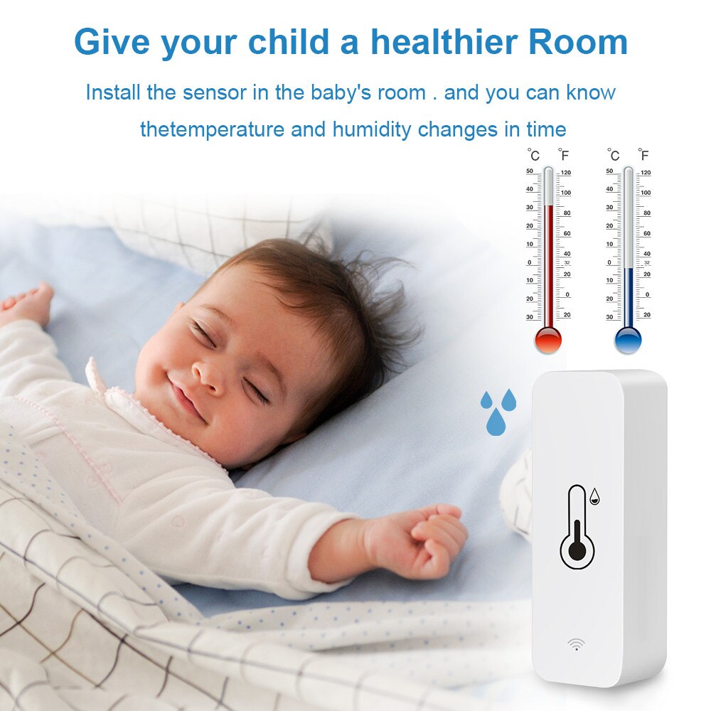 Aubess Tuya Smart Wifi Temperature And Humidity Sensor Indoor Hygrometer Controller Monitoring For Alexa Google Home Smart Home