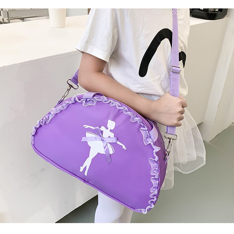 Sac de danse à clochette pour enfants, sac à main en dentelle de grande capacité rose violet noir, sac de danse à clochette pour filles, paquet de bonne