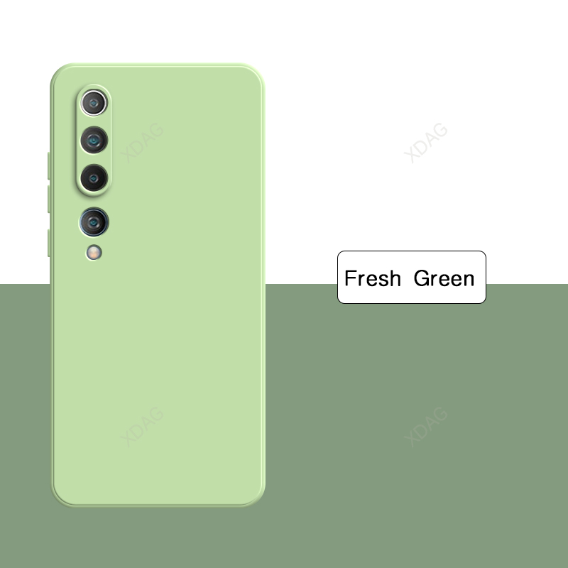 Husă de telefon originală de bază pentru xiaomi  mi 10 mi10 5g 6.67 ", silicon lichid simplu, pătrat, moale, carcasă spate de înaltă calitate: Verde