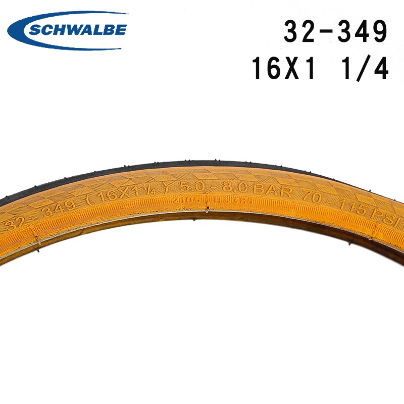SCHWALBE Kojak – pneu pliant rétro jaune 16 pouces 32-349 pour vélo, ultraléger, bord beige, 16x1 1/4, offre spéciale