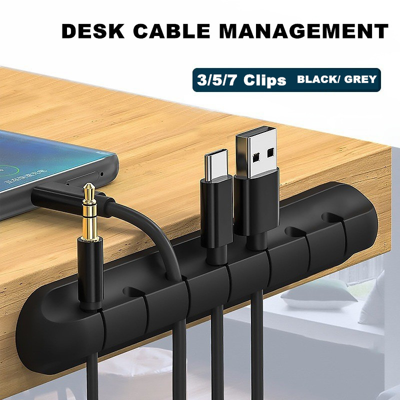 Uchwyt na kabel USB Klipsy do kabli Organizer przewodów Silikonowa nawijarka na biurko Uchwyt do uporządkowania na biurku Samoprzylepne przechowywanie przewodów