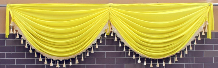 2 Meter Velvet Curtain Swag Tassel Table Cover Wedding Backdrop Table Skirts Stage Background Drapery Party Banquet Walls Decor: Yellow