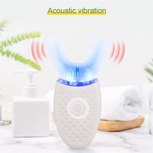 360 Graden Nano Elektrische Tandenborstel Met Blauw Licht Volautomatische Ultrasone Golf Waterdichte U Type Tandenborstel Usb Opladen