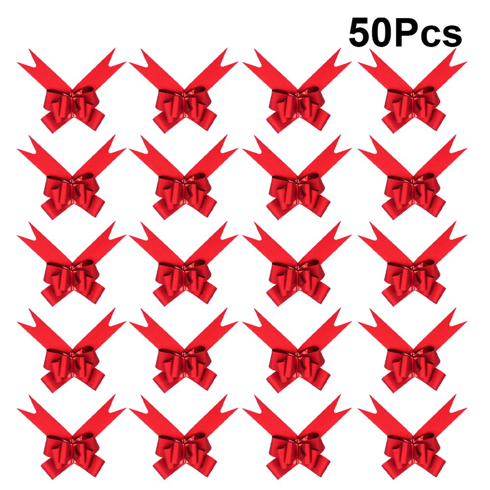 50 stuks 9cm prachtige trekstrikken met sneeuwvlokpatroon kerstdecoratieve trekstrikken doos trekstrikken striklint (re
