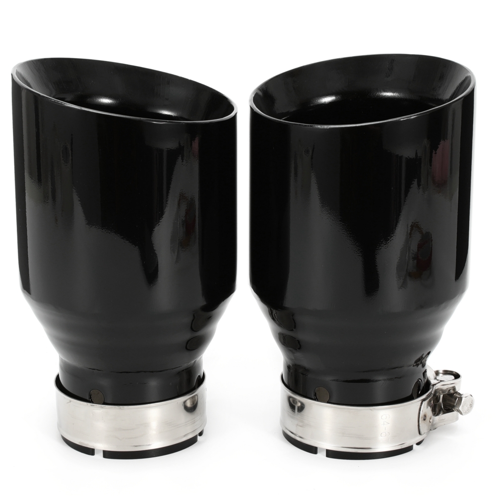 1 PC Car Modified Stainless Steel Glossy Black Exhaust Pipe Universal Bevel Edeg Shiny Muffler Tip For BMW Series Mazda VW Benz