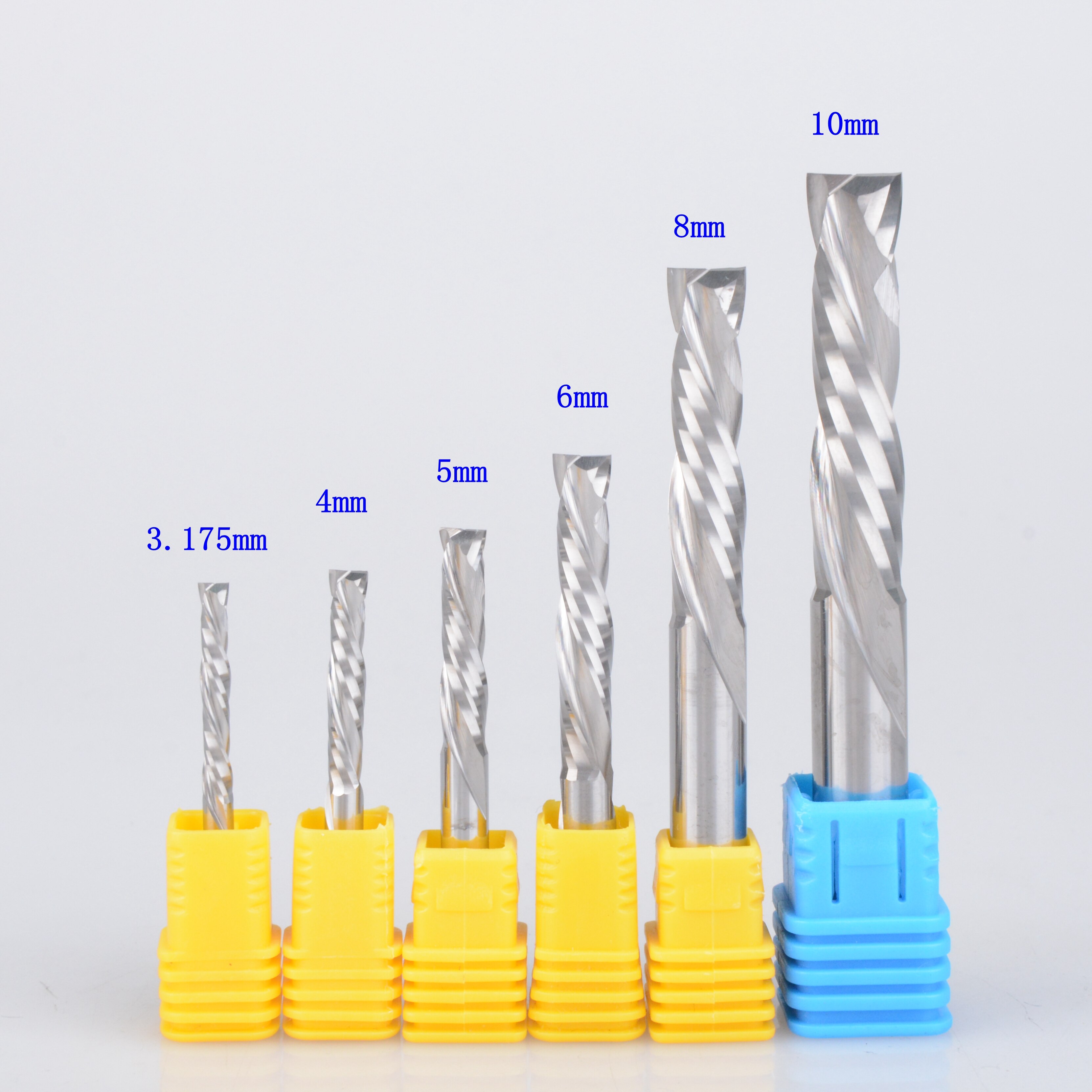 5 pièces 3.175/4/5/6/8/10mm haut et bas coupe deux cannelures spirale carbure fraise outil fraises pour CNC routeur, Compression bois fraise en bout