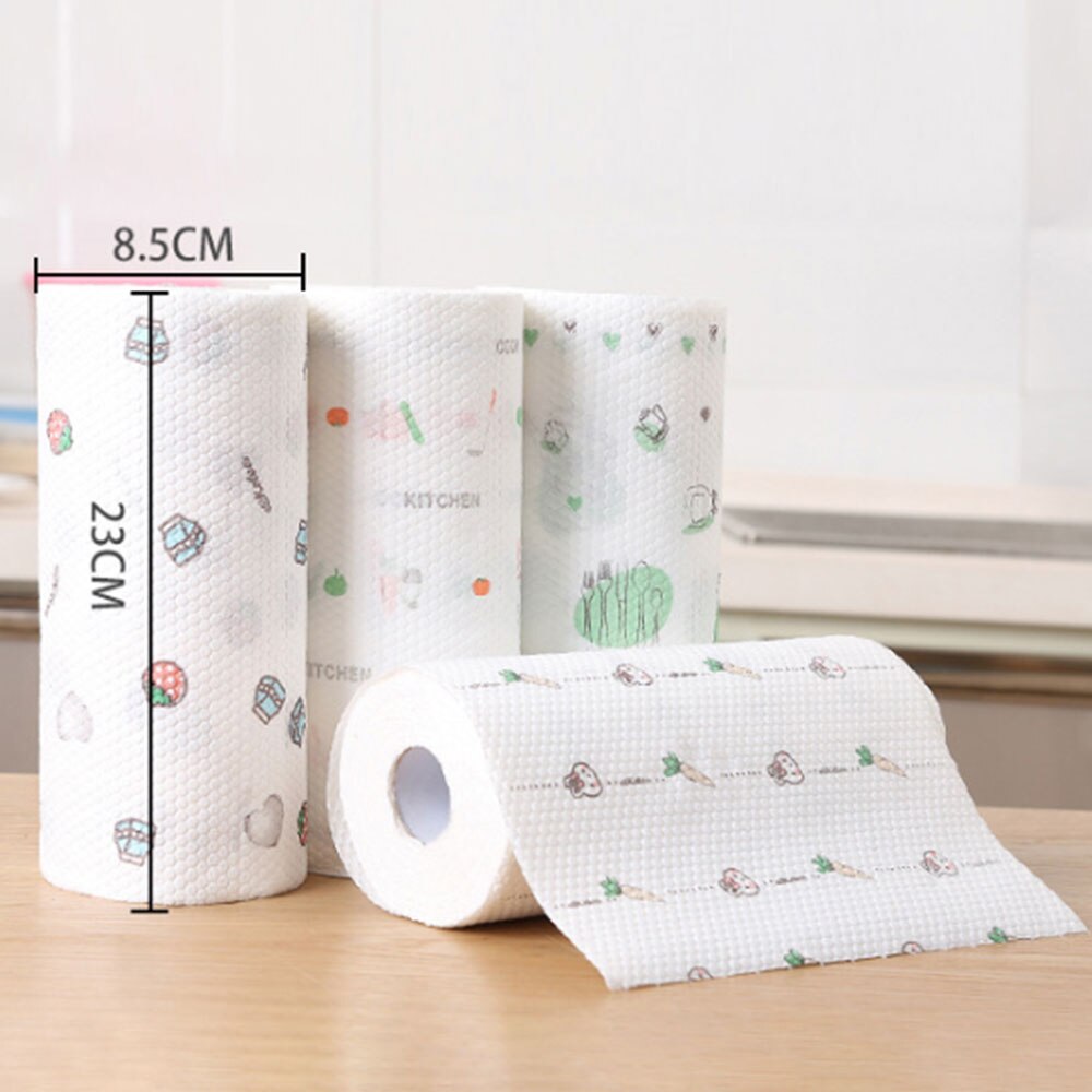 1 Roll Reusable Cleaning Cloth Kitchen Paper Dishcloth Cleaning Towel High Water Absorbency Wiping Scouring Pad