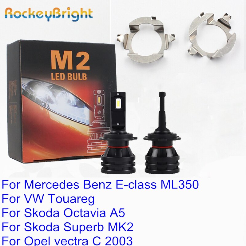 Rockeybrilhante h7 adaptador de lâmpada, suporte para farol de led h7 para mercedes benz ml350 led h7 para vw touareg skoda octavia superb