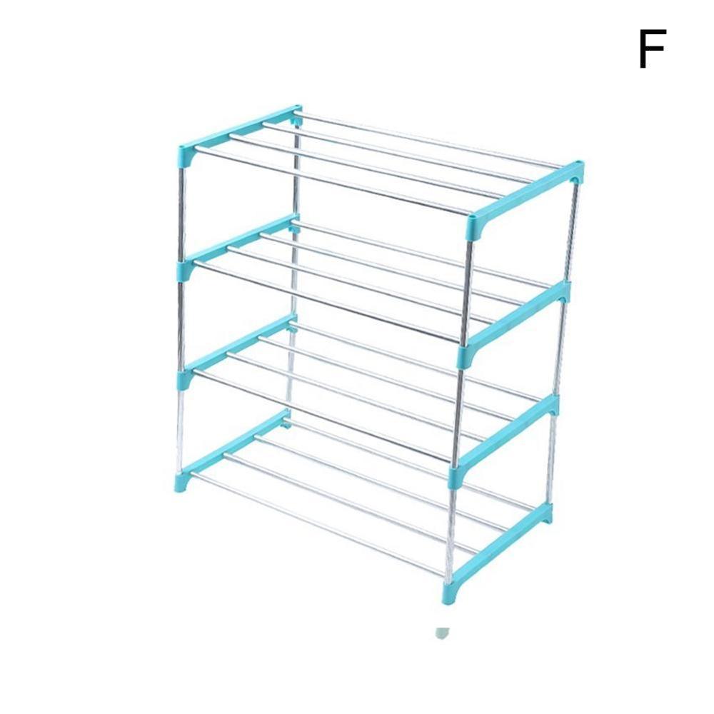 3/4 Tiers Stapelbaar Schoenenrek Opslag Plank Thuis Hal Schoenen Organizer Rvs Schoenenrek: F